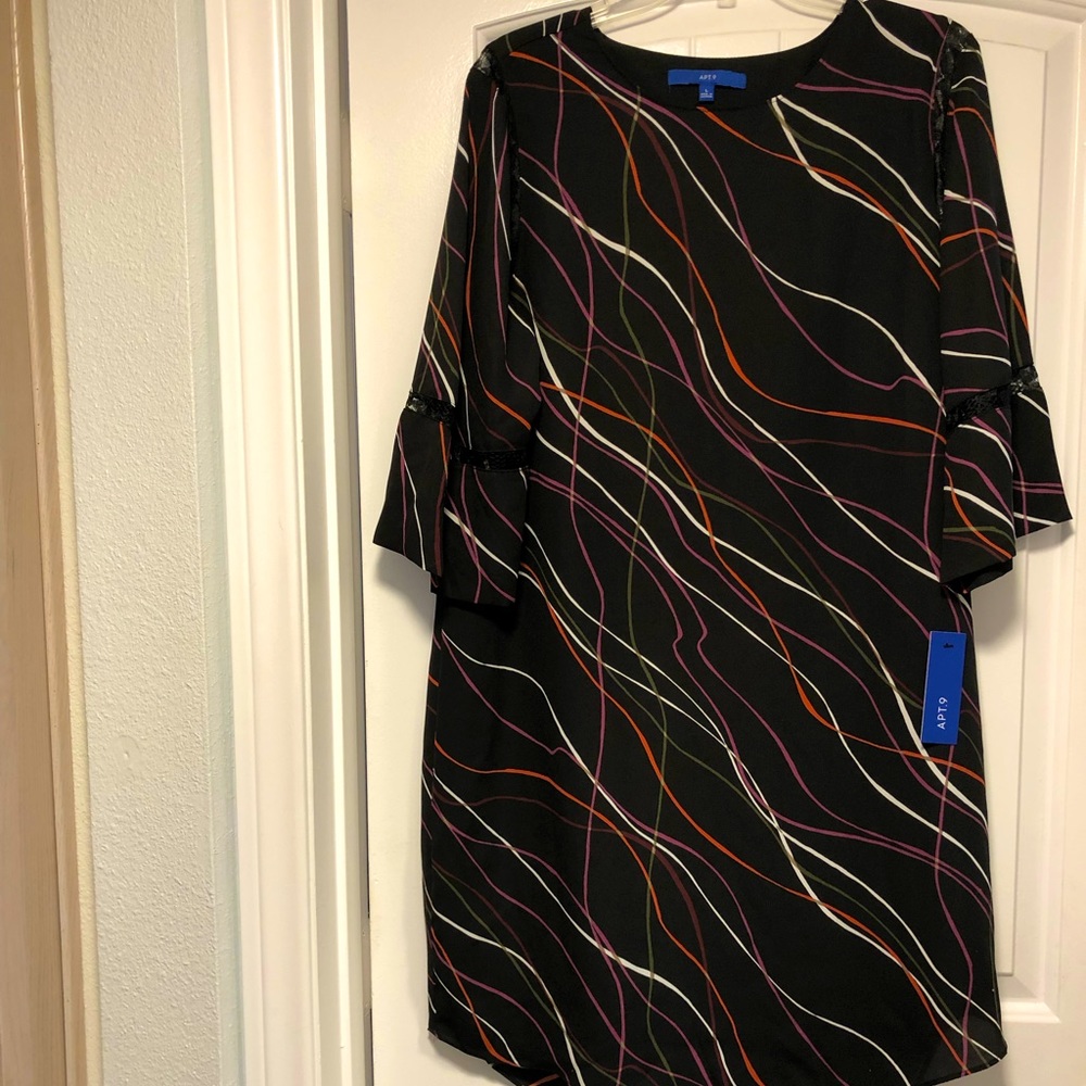 APT. 9 - NEW! Dress, Black with Red & White Stripes, Size Large